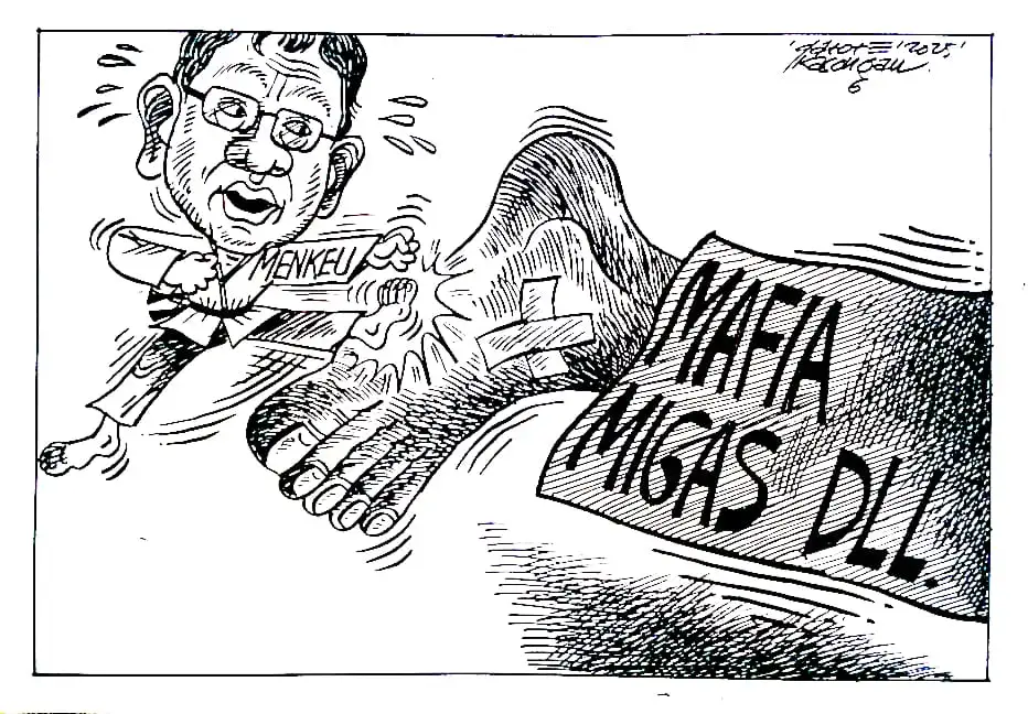 Karikatur - Ilustrasi - Menkeu VS Mafia Migas Dll (Gatot Eko Cahyono)