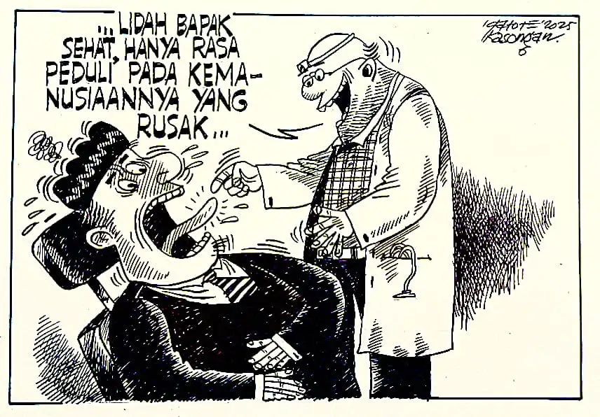 Karikatur - Ilustrasi - Rasa Peduli yang Rusak (Foto: Dok MI/Gatot Eko Cahyono)