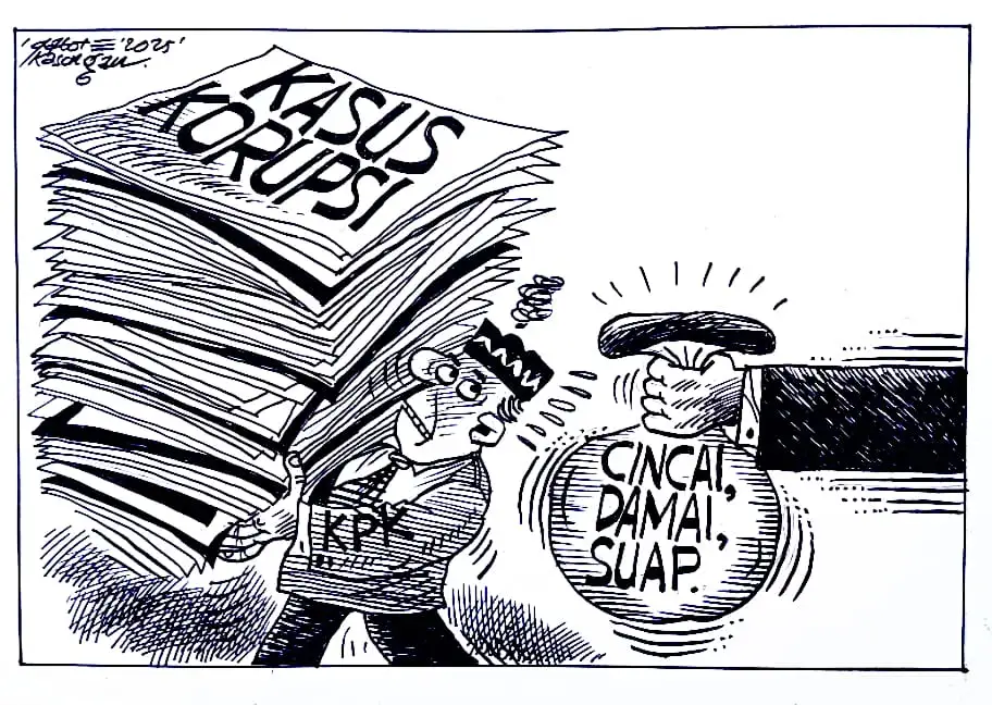 Karikatur - Ilustrasi - Godaan Korupsi (Gatot Eko Cahyono)