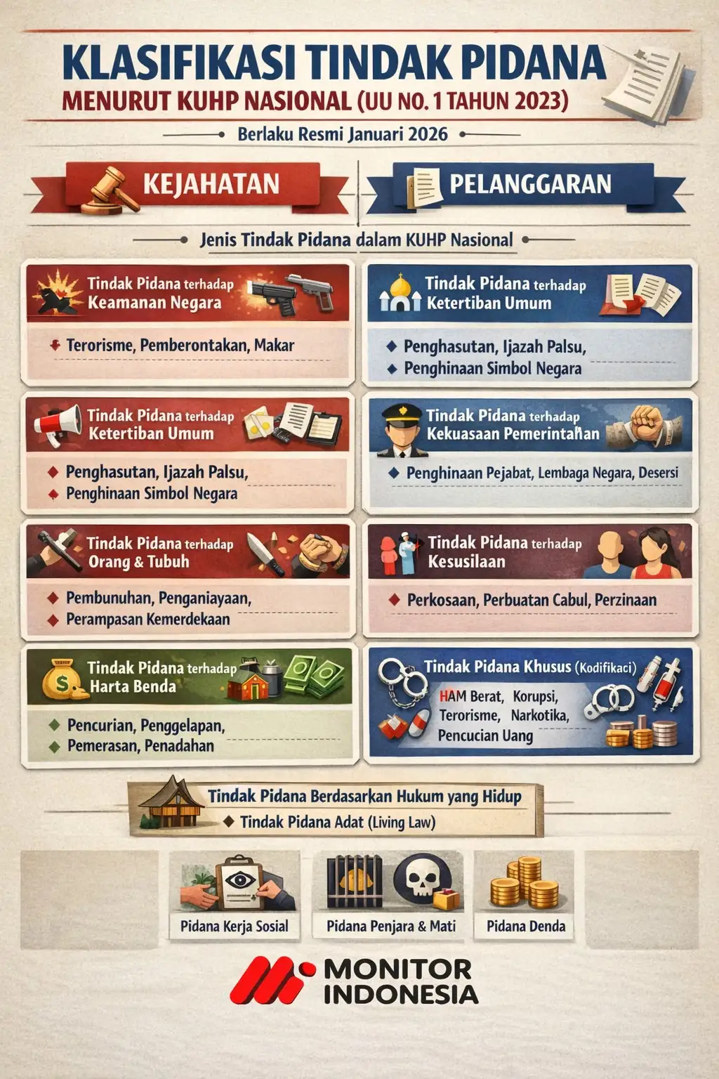 Infografis - Klasifikasi Tindak Pidana dalam KUHP Nasional (Dok MI)