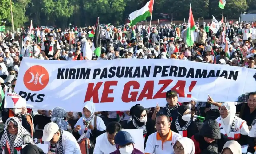 Aksi Simpatik 'Selamatkan Kemanusiaan di Gaza' yang Digelar PKS di JIExpo Kemayoran, Sabtu (24/5/2025). (Foto: Ist)