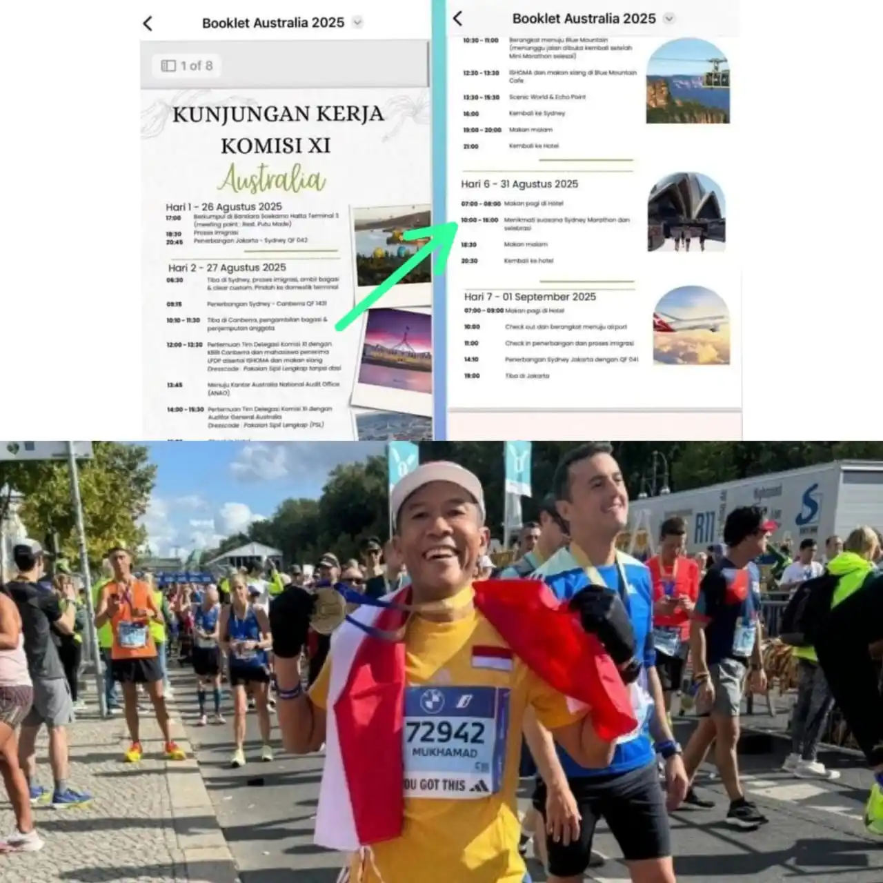 Booklet Australia 2025 (atas) dan Ketua Komisi XI DPR Muhammad Misbakhun (bawah). Foto: Kolase MI/Aan