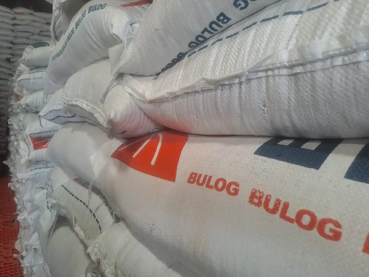 Beras Bulog di gudang (Foto. Rizal)