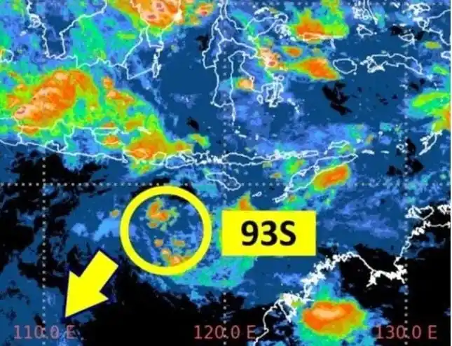 Bibit Siklon 93S Terdeteksi di Selatan Nusa Tenggara Barat (NTB) (Foto: Ist)