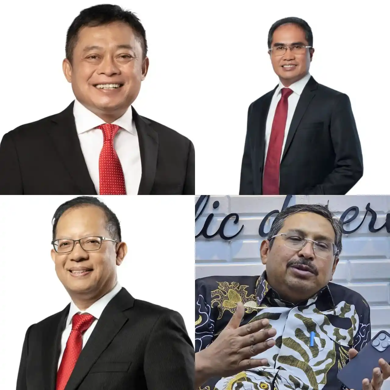 Ririek Adriansyah (kiri atas), Honesti Basyir (kanan atas), Ismail (kanan bawah) dan Heri Supriadi (kiri bawah) calon Direktur Utama PT Telkom Indonesia (TLKM). (Foto: Kolase MI/Aswan)