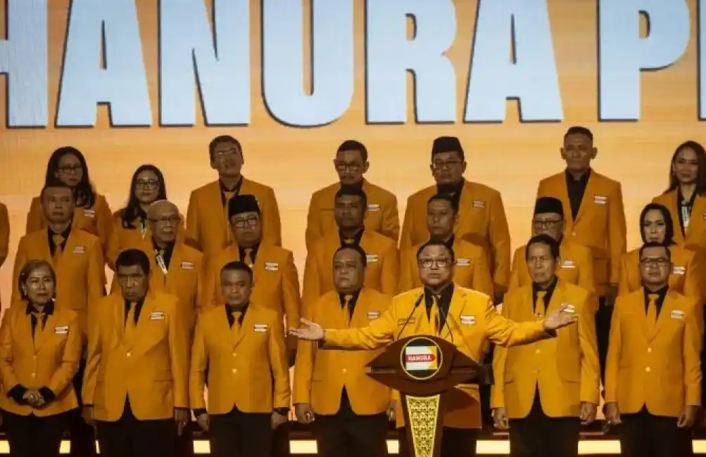 Acara pengukuhan pengurus DPP Partai Hanura periode 2024-2029 di Jakarta Convention Center (JCC), Sabtu (26/4/2025) (Foto: Ist)