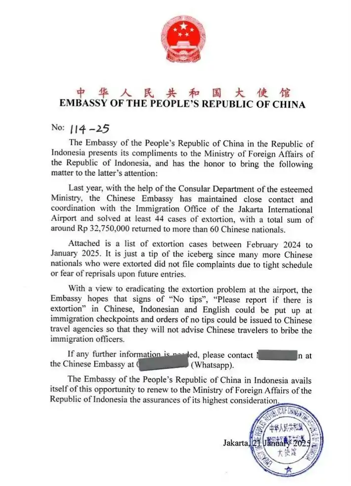 Surat Kedubes China (Foto: Dok MI)