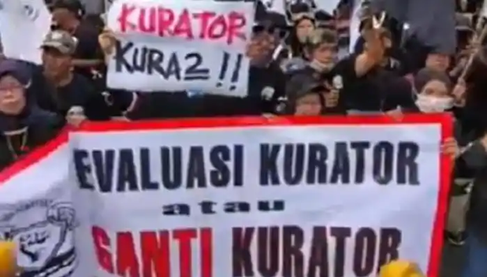 Eks Buruh Sritex Demo di PN Semarang (Foto: Repro)