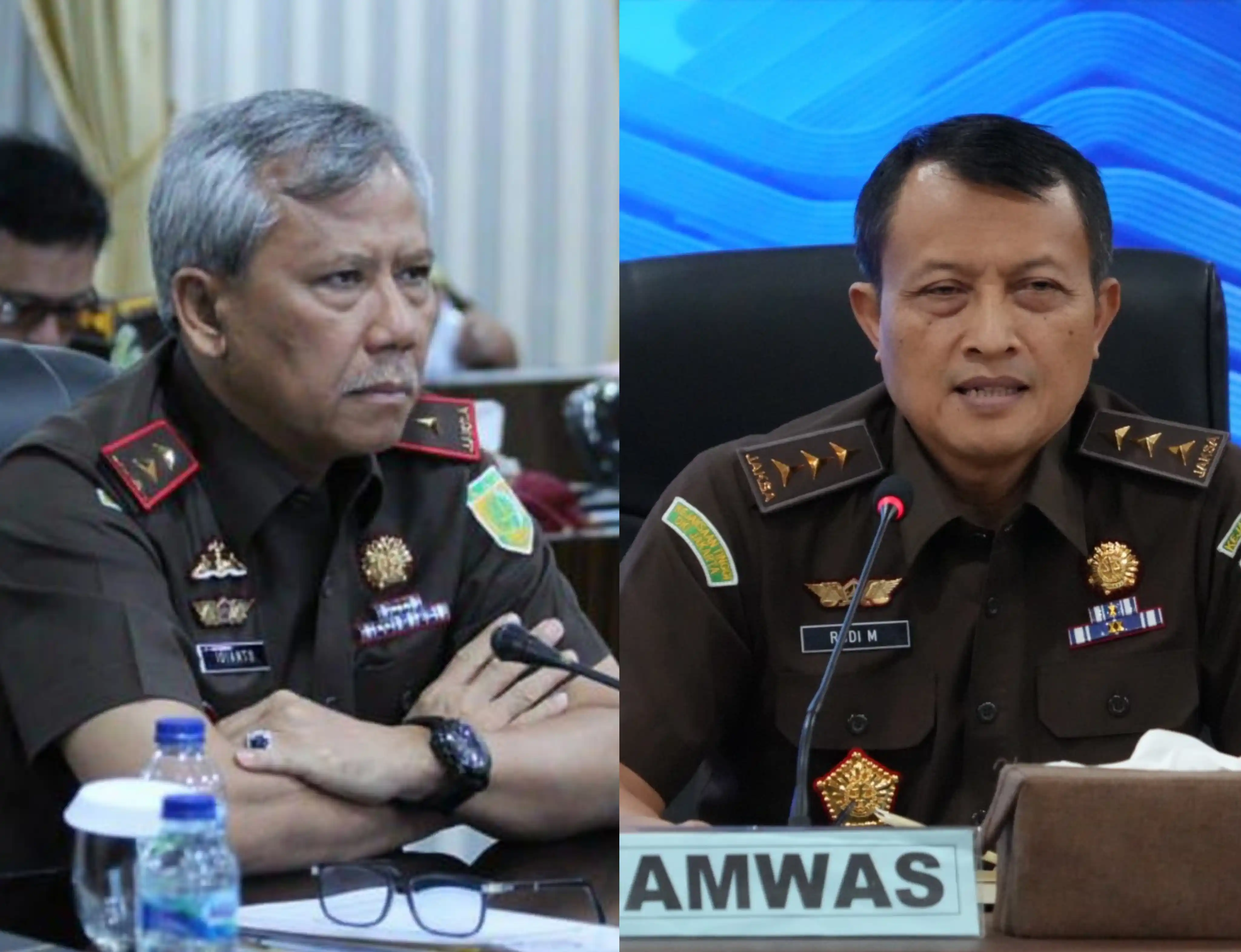 Jaksa Agung Muda Pengawasan (Jamwas) Kejaksaan Agung (Kejagung) Rudi Margono (kanan) dan Eks Kajati Sumut Idianto (kiri) (Foto: Kolase MI)