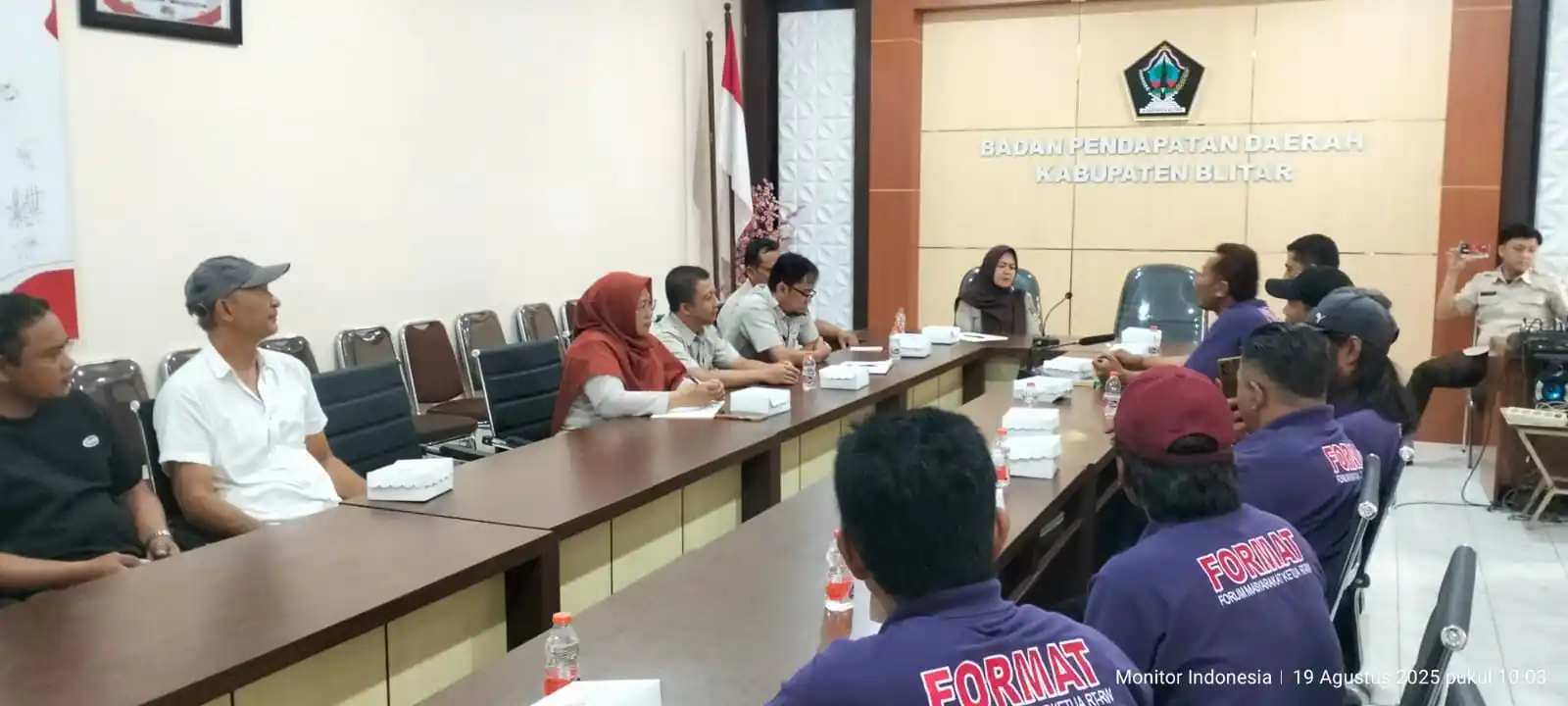Suasana saat audiensi Format bersama Kepala Bapenda Kabupaten Blitar dengan didampingi jajaran Bapenda. Foto: MI/Joko Prasetyo