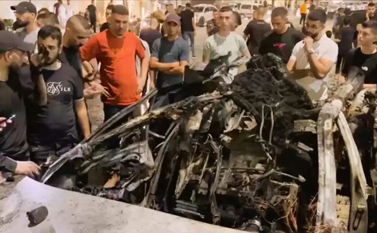 Akibat serangan udara Israel terhadap kendaraan di Jenin, Palestina. (Foto: Antara)