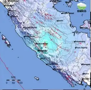 Gempa Berkekuatan Magnitudo (M) 5,2 Guncang Lubuk Linggau, Sumatera Selatan (Foto: BMKG)