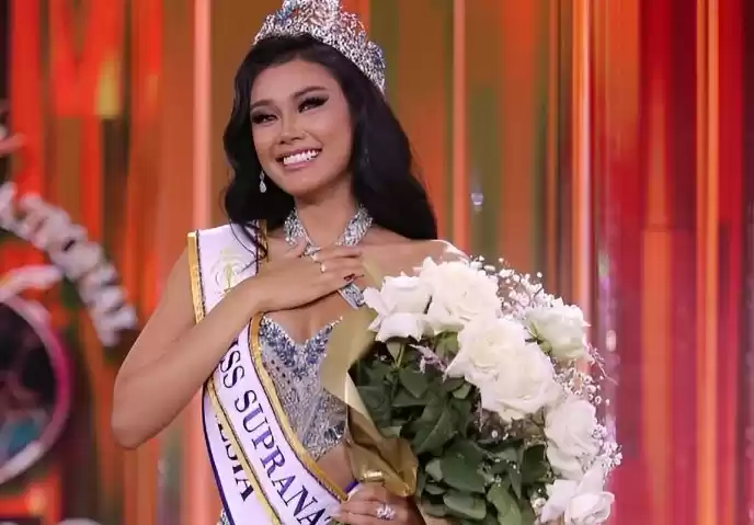 Harashta Haifa Zahra usai dinobatkan sebagai Miss Supranational 2024 di Nowy Sącz, Polandia, Sabtu (6/7/2024).  [Foto: Instagram]