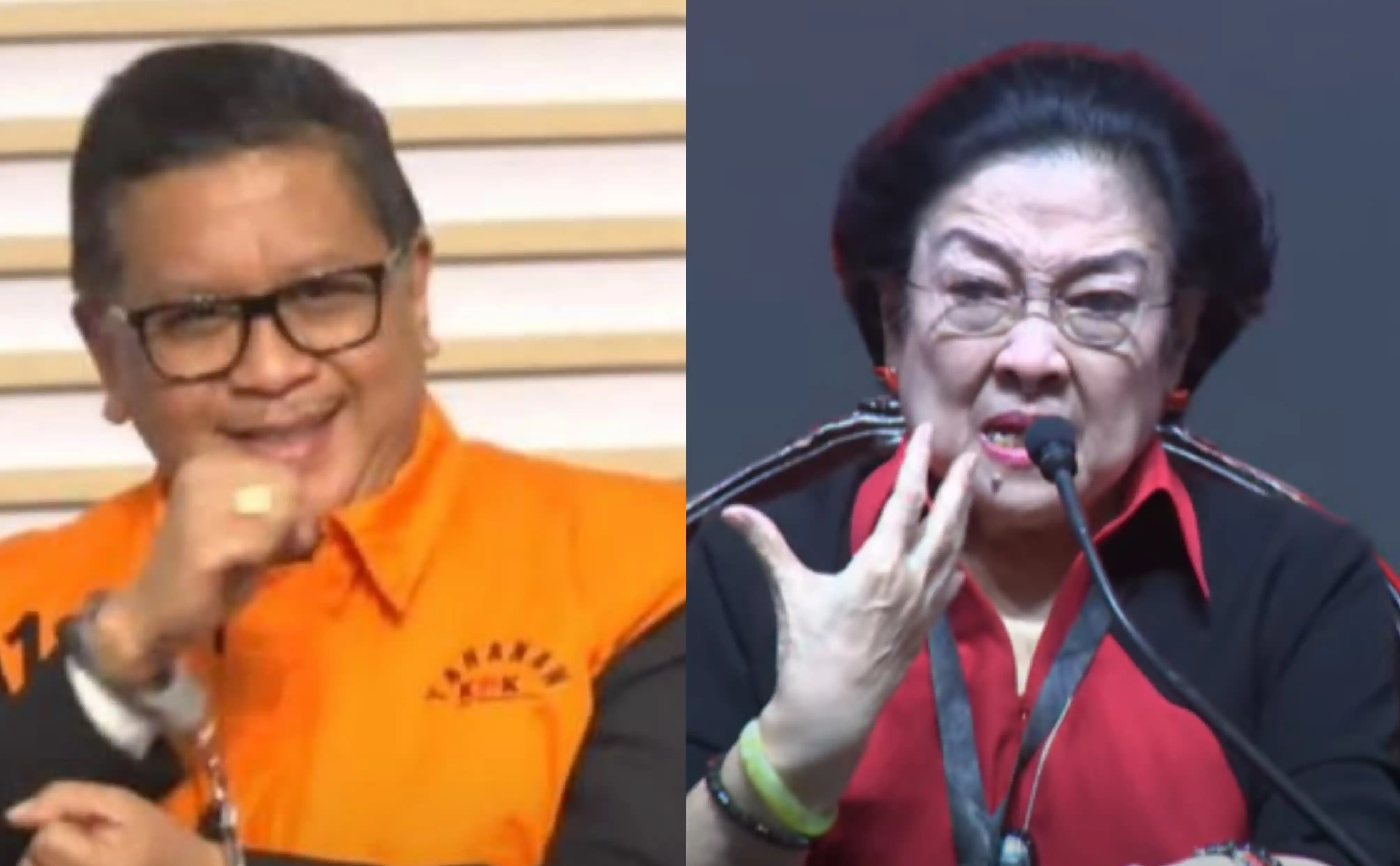 Hasto Kristiyanto (kiri) dan Megawati Soekarnoputri (Foto: Kolase MI/Aswan)