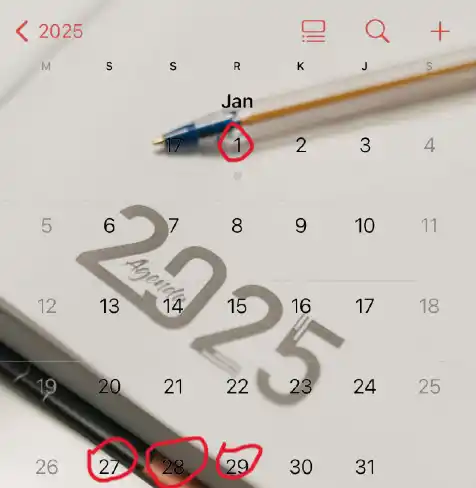 Ilustrasi - Jadwal libur pada Januari di Kalender tahun 2025 (Foto: MI/Nuramin)