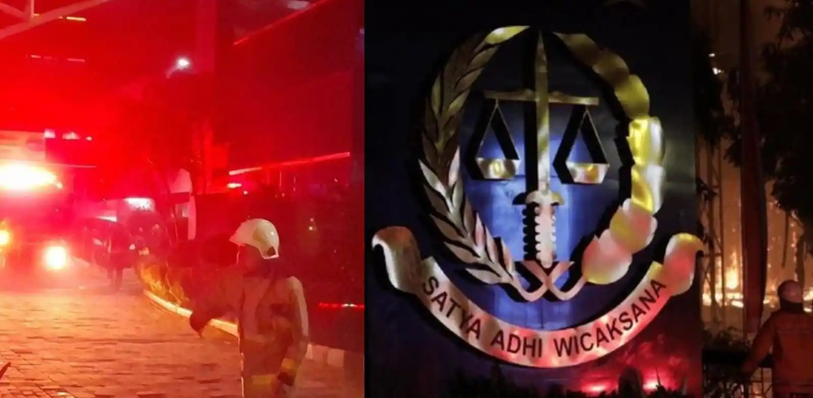 Kebakaran Gedung Kejagung (kanan) dan Kementerian ATR BPN (kiri) (Foto: Kolase MI/Aswan)