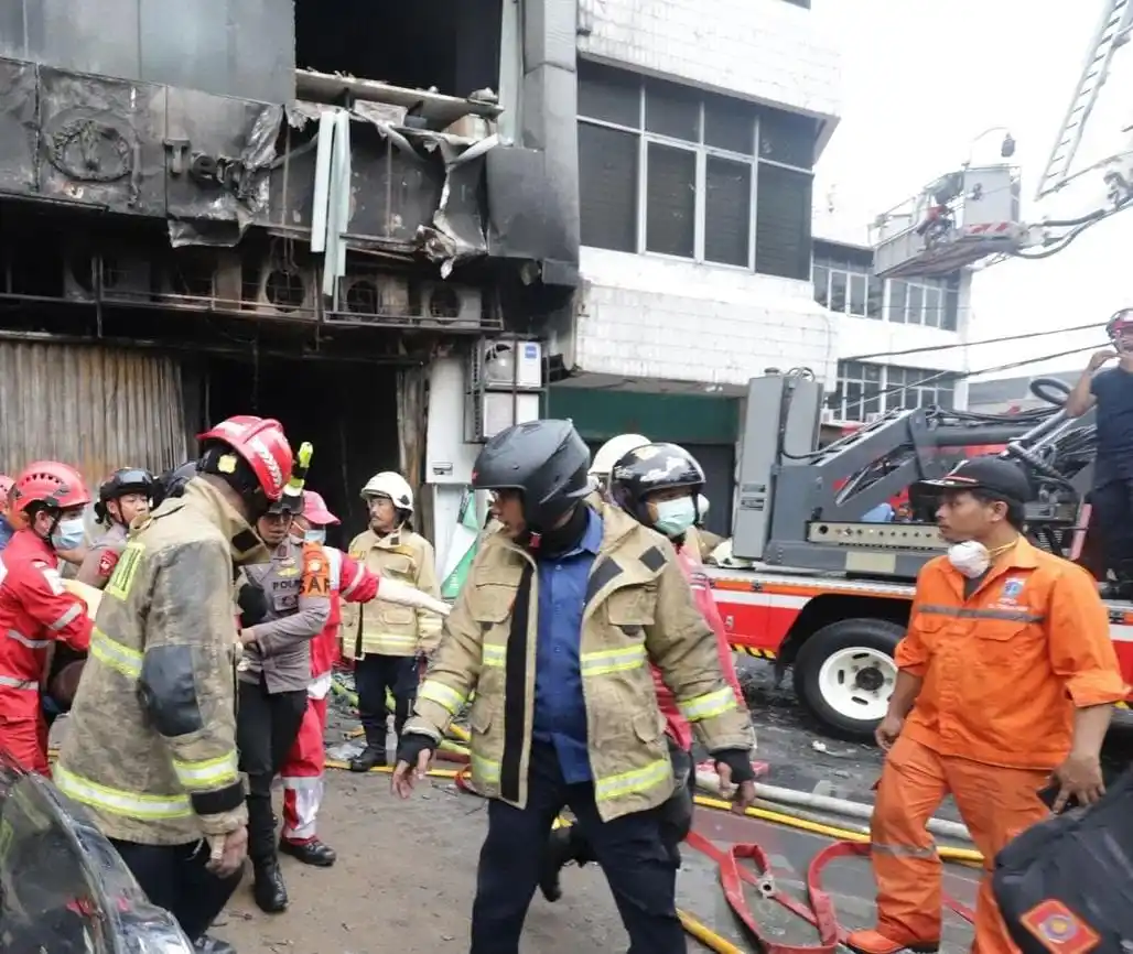 Kebakaran Gedung Terra Drone Kemayoran, Jakarta Pusat (Foto: Tangkapan Layar)