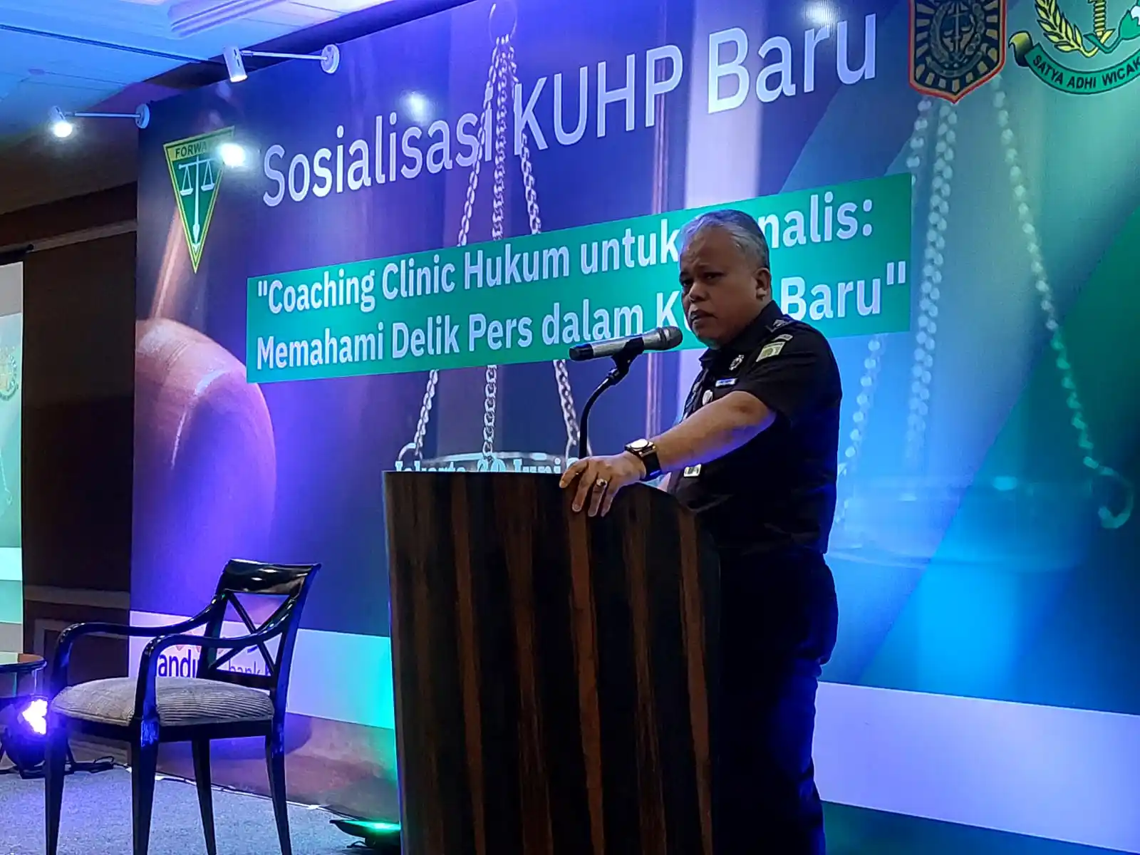 Kepala Pusat Penerangan Hukum (Kapuspenkum) Kejagung, Harli Siregar, dalam acara Coaching Clinic Hukum untuk Jurnalis: Memahami Delik Pers dalam KUHP baru diselenggarakan oleh Forum Wartawan Kejaksaan (Forwaka) di Hotel Mahakam, Jakarta, Senin (30/6/2025) (Foto: Dok MI)
