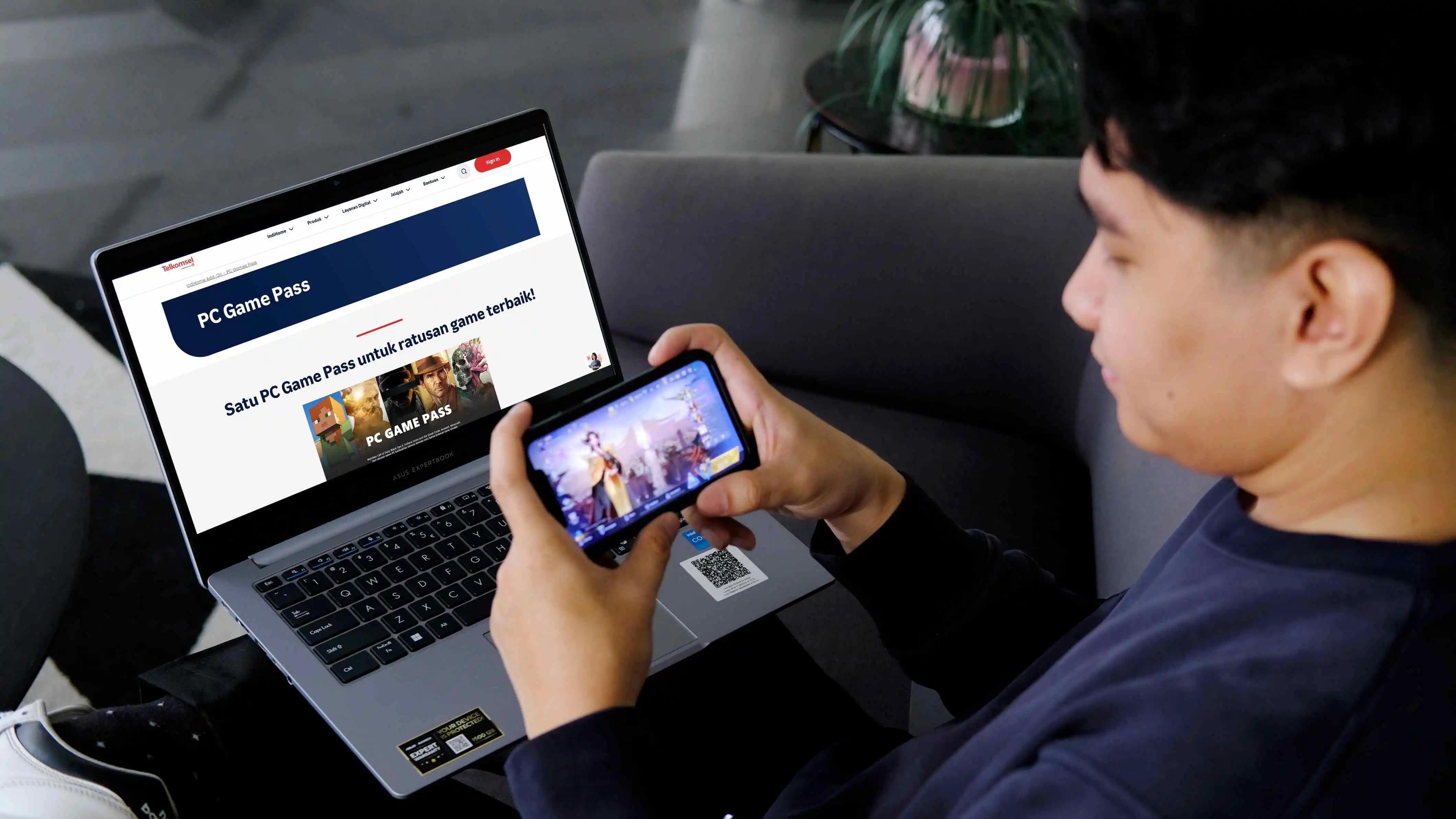 Akses Microsoft PC Game Pass yang terjangkau dan praktis lewat IndiHome Add-On, mulai Rp63 ribu per bulan bisa main ratusan game PC berkualitas. [Foto: Doc. Telkomsel]
