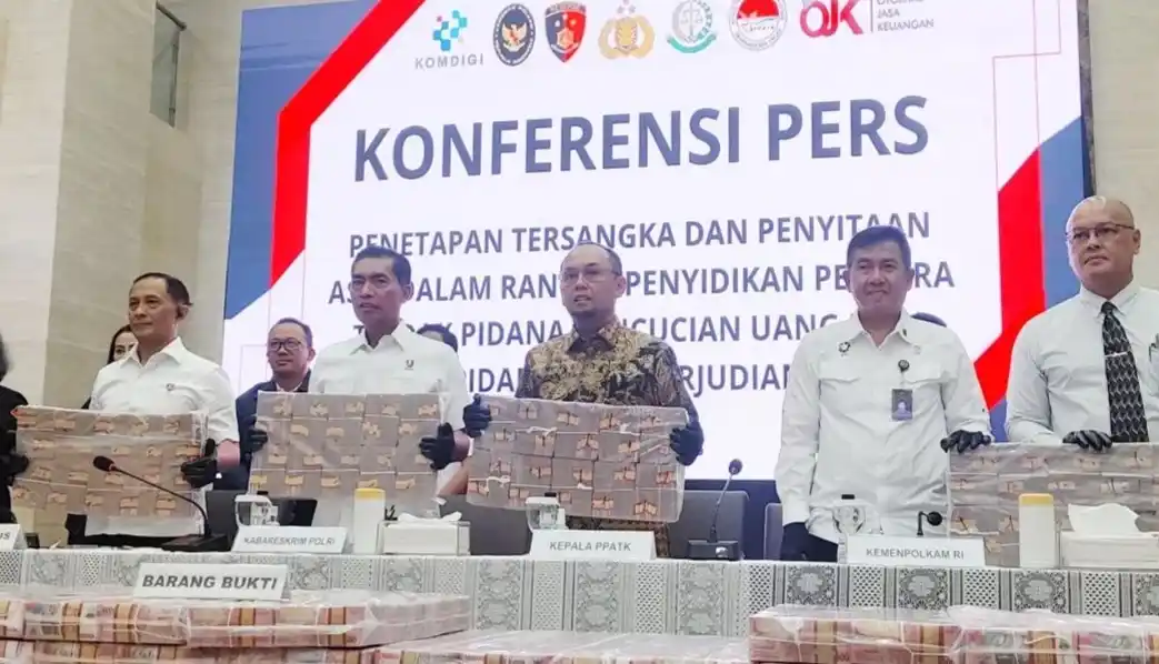 Konferensi pers Bareskrim Polri terkait kasus TPPU hasil Judi Online di Gedung Bareskrim Polri, Jakarta, Rabu (7/5/2025) (Foto: Ist)
