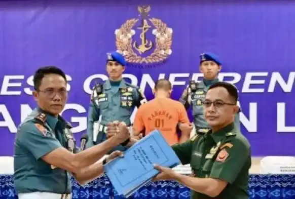 Konferensi pers pembunuhan Juwita oleh oknum prajurit TNI AL Kelasi Satu Jumran (Foto:Ist)