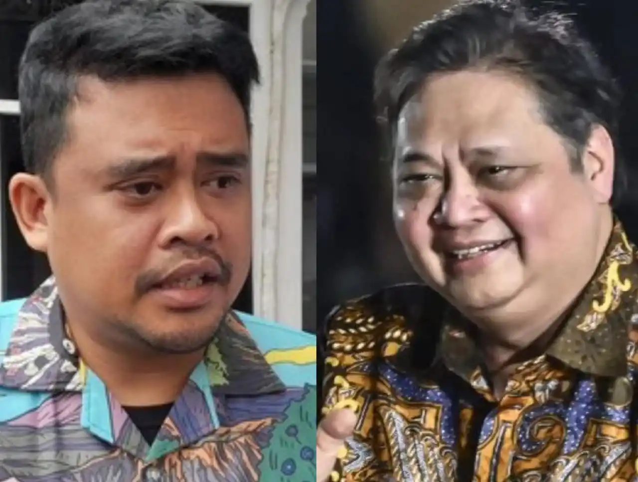 Bobby Nasution (kiri) dan Airlangga Hartarto (kanan) (Foto: Kolase MI)