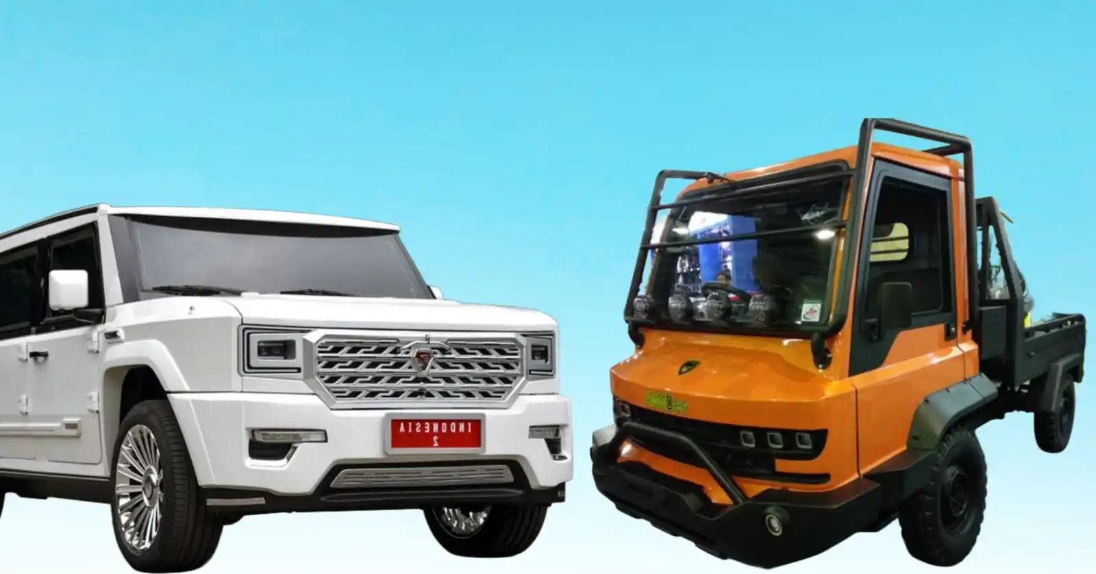 Dua mobil nasional Indonesia, Maung (kiri) dan AMMDes (kanan) (Foto: Dok/MI/Istimewa)