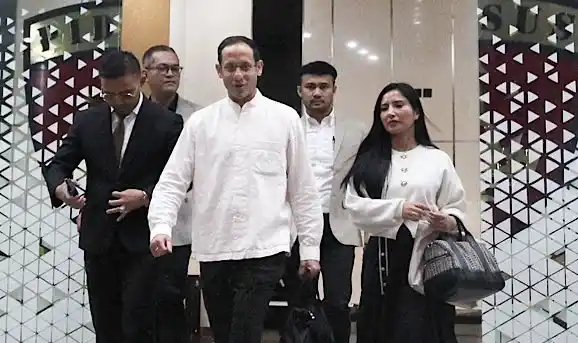 Mantan Mendikbudristek Nadiem Anwar Makarim usai diperiksa Kejaksaan Agung (Kejagung) pada Selasa (15/7/2025) (Foto: Dok MI)
