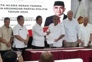 Partai Gerindra menerima penyerahan dana parpol dari pemerintah (Foto: Ist)