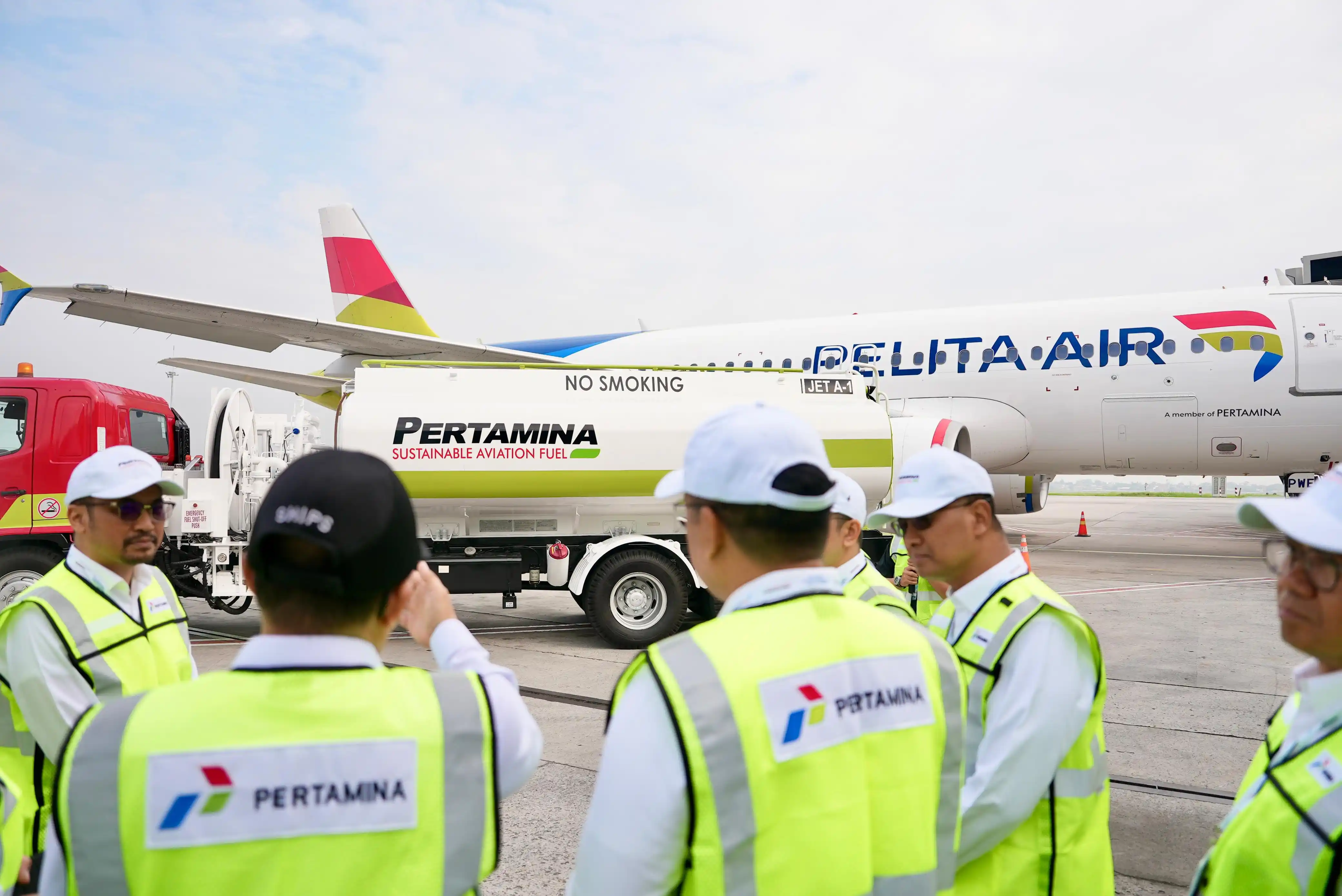 Penerbangan perdana Pelita Air berbahan baku Used Cooking Oil (UCO) atau minyak jelantah, dengan rute penerbangan Jakarta - Bali di Terminal 3 Bandara Soekarno Hatta, Jakarta, pada Rabu (20/8/2025). [Foto: Doc. Pertamina]