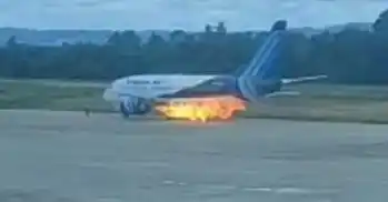 Pesawat Trigana Air terbakar