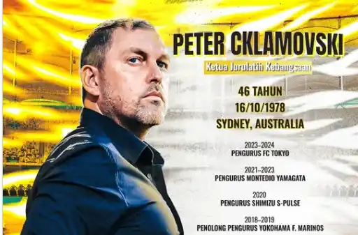 FAM menunjukPeter Cklamovski sebagai pelatih baru Timnas Malaysia (Foto: x Fa Malaysia)