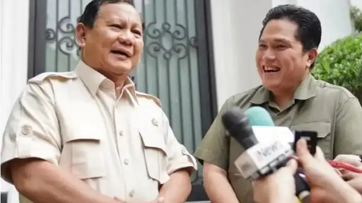 Presiden RI, Prabowo Subianto dan Ketua Umum Persatuan Sepak Bola Seluruh Indonesia (PSSI) Erick Thohir (Foto: Ist)