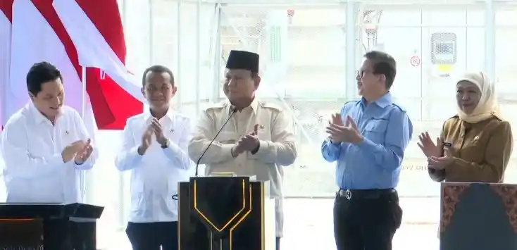 Presiden RI, Prabowo Subianto Resmikan Pabrik Emas milik PT Freeport Indonesia (PTFI) di Gresik, Jawa Timur (Foto: Repro)