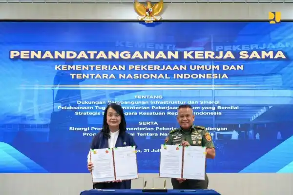 Kementerian PU dan TNI melakukan penandatangan untuk memperkuat infrastruktur. (foto:dok PU)