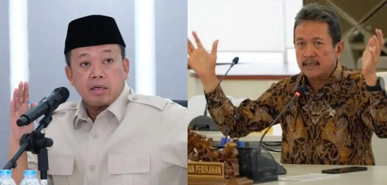 Menteri ATR/BPN, Nusron Wahid (kiri) dan Menteri Keluatan dan Perikanan, Sakti Wahyu Trenggono (kanan) (Foto: Kolase MI/Diolah)