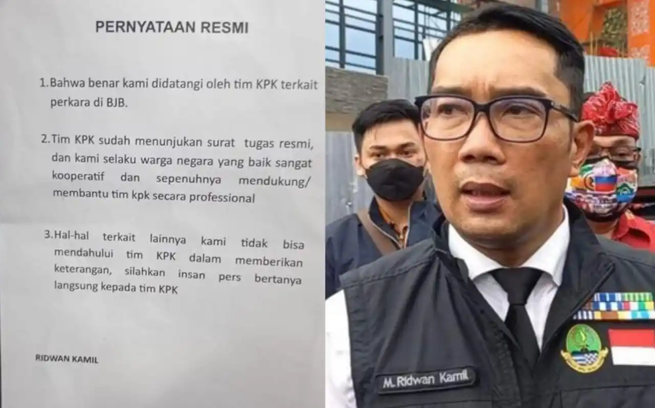 Ridwan Kamil menegaskan bahwa dirinya siap bersikap kooperatif dalam proses penggeledahan tersebut dan mendukung KPK dalam penyelidikan korupsi Bank BJB (Foto: Dok MI)