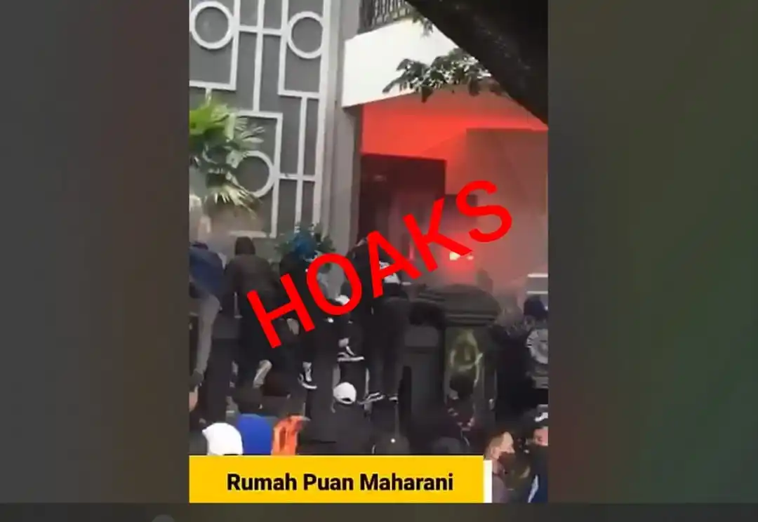 Beredar video di media sosial memperlihatkan kericuhan aksi anarkis hingga membakar sebuah rumah yang disebut-sebut rumah Ketua DPR RI Puan Maharani. HOAKS! Foto: Dok MI/Aan