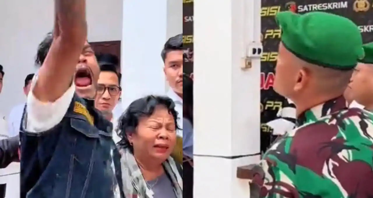 Keluarga korban dan Serka Holmes (Foto: Kolase MI)