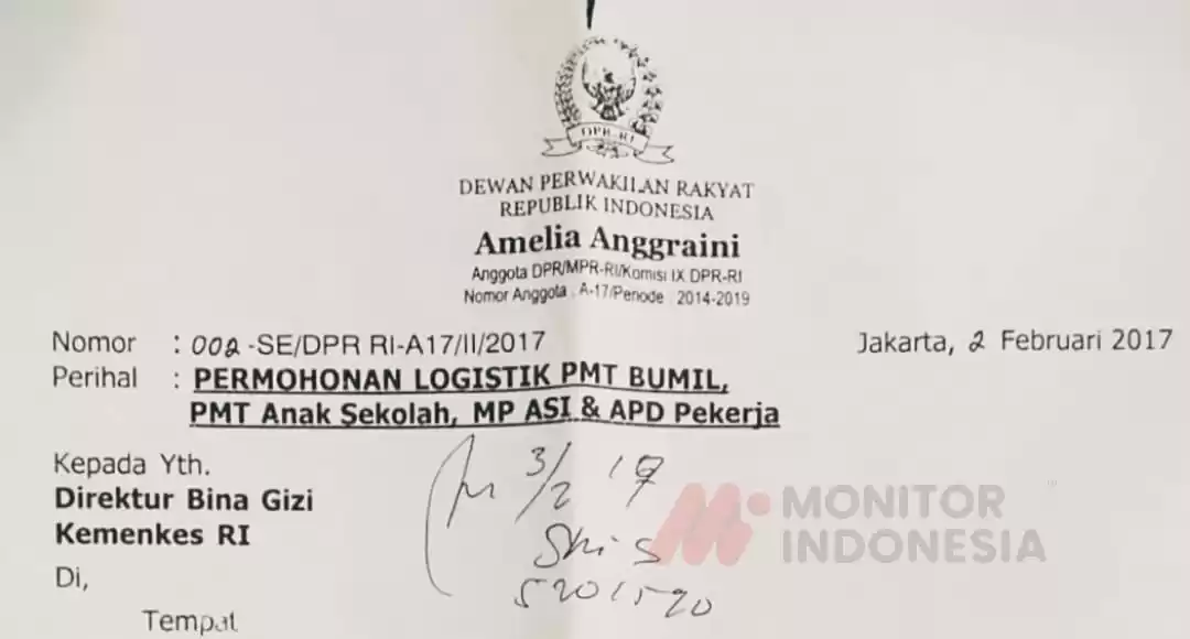 Surat Permohonan Logistik PMI BUMIL, PMT Anak Sekolah, MP ASI dan APD Pekerja (Foto: Dok. MI)