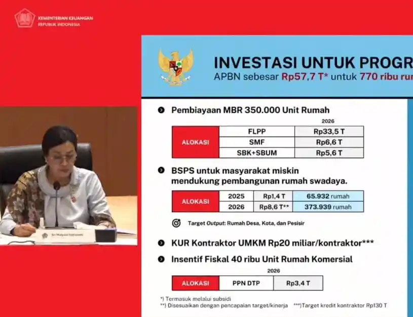 Menteri Keuangan Sri Mulyani dalam Konferensi Pers RAPBN dan Nota Keuangan 2026 (Foto: Tangkapan Layar)