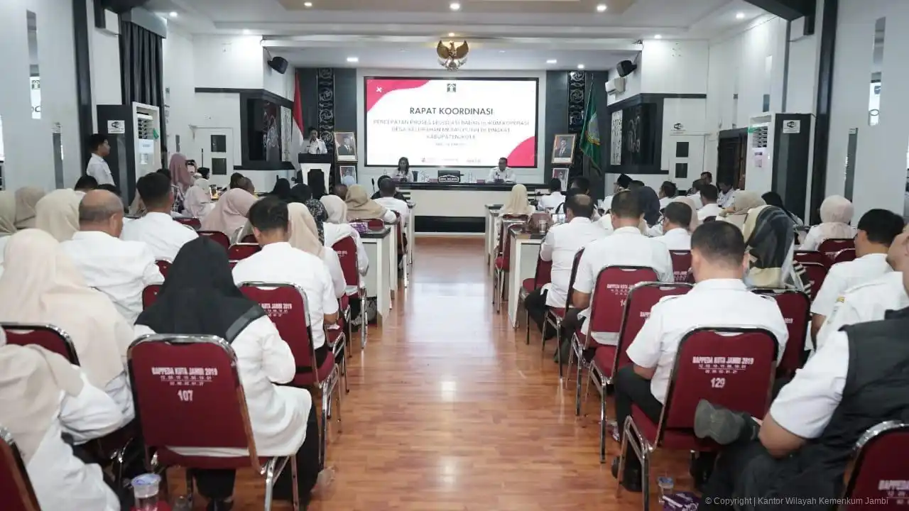 Suasana Rapat Koordinasi pembentukan Koperasi Kelurahan Merah Putih yang diikuti 70 peserta dari unsur kelurahan, notaris, dan perangkat daerah (Foto: Dok/MI)