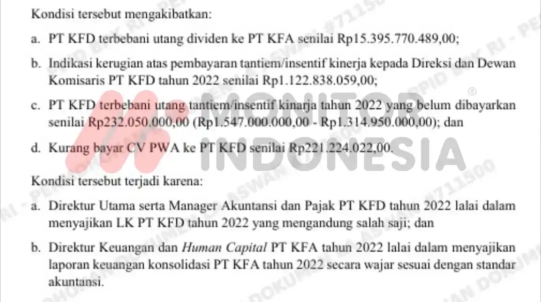 Laporan Hasil Pemeriksaan (LHP) Kepatuhan atas pengelolaan pendapatan, beban, dan kegiatan investasi PT Bio Farma periode 2022 hingga Semester I 2024. (Foto: Dok MI)