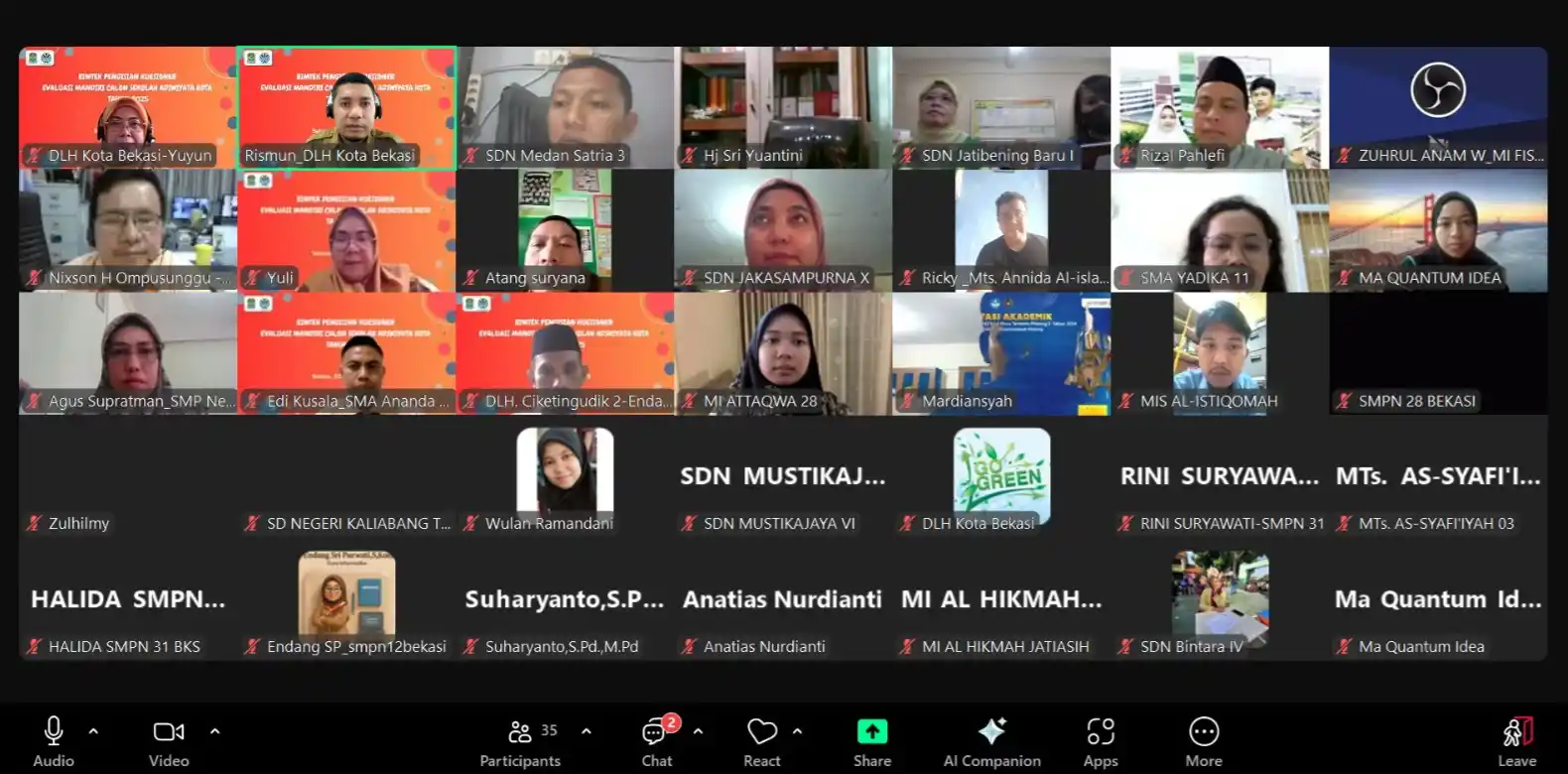 Visual Peserta Calon Sekolah Adiwiyata Kota Bekasi (Foto: Diskomimfotandi)